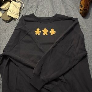 Hollister Navy Blue Gingerbread Men Sweater